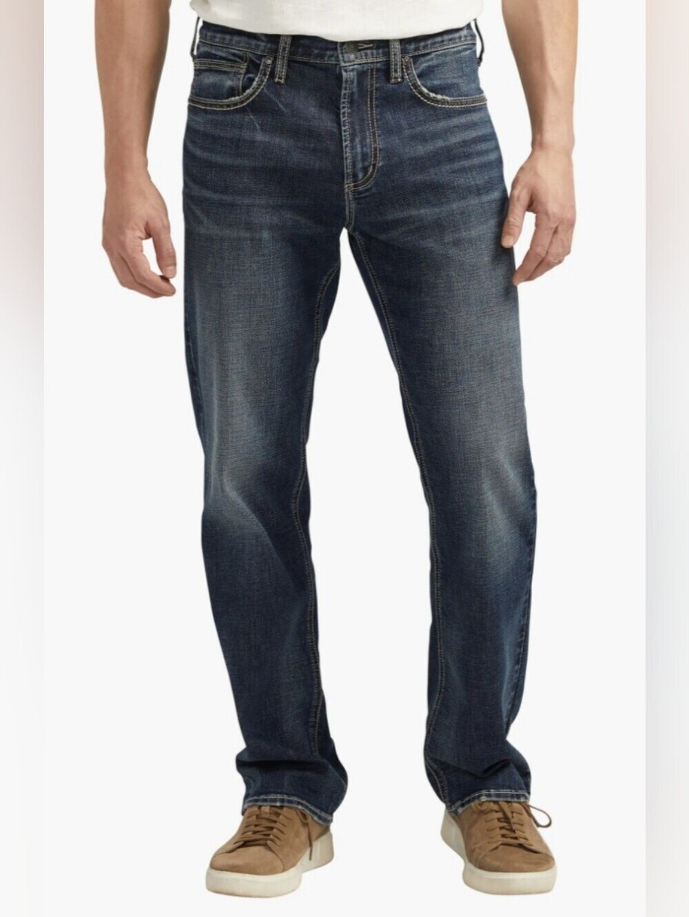 Silver Jeans Grayson Mens 34 X 30 Classic Straight-Leg Distressed Jeans